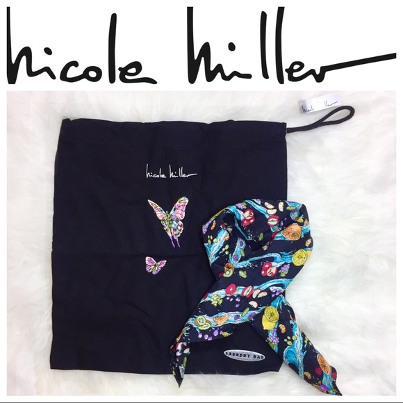 Nicole Miller Accessories - Nicole Miller silk Scarf, drawstring bag NWT